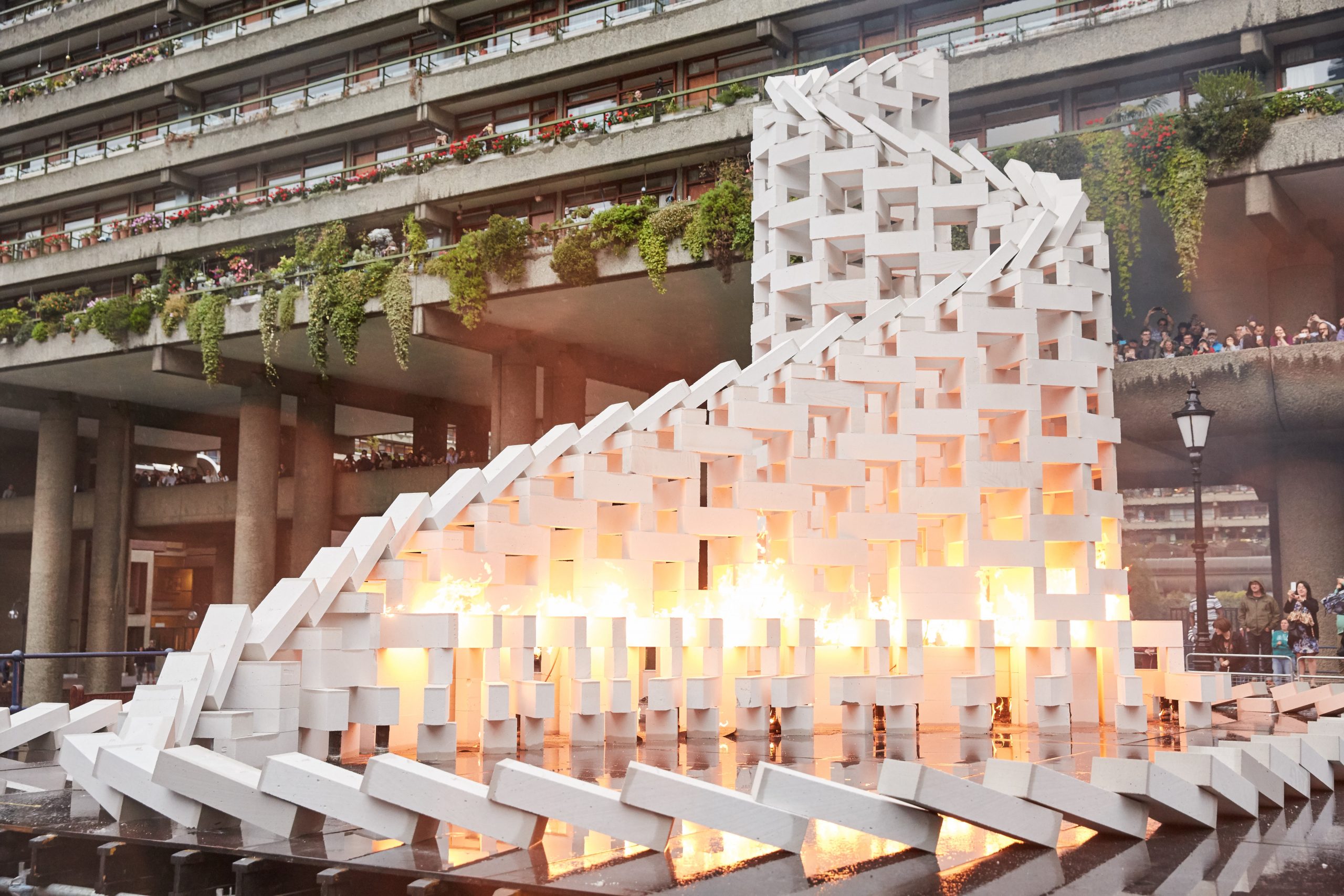 Breezeblocks built into a structure outside of the Barbican