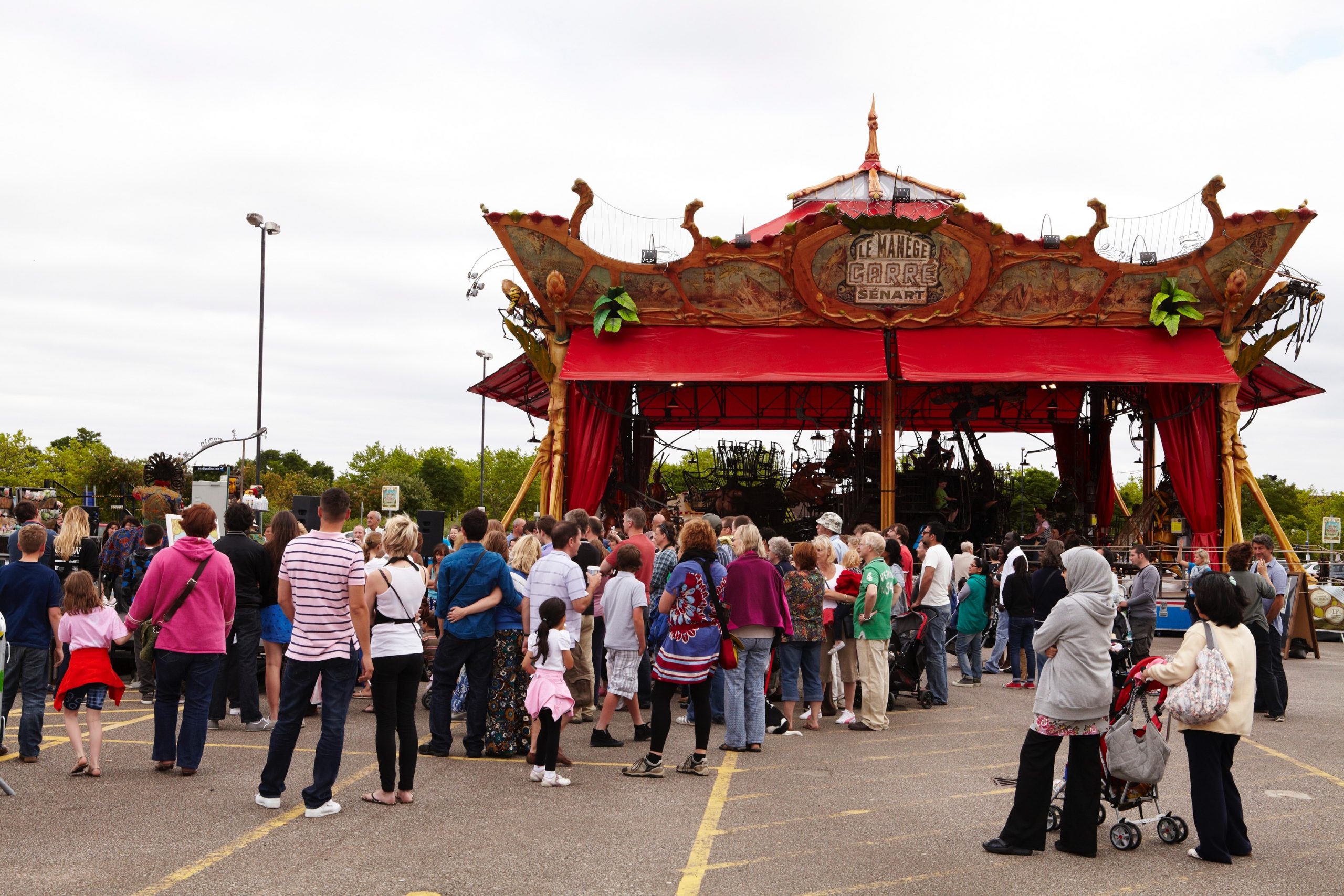 Crowds outside standing outside of the magical menagerie