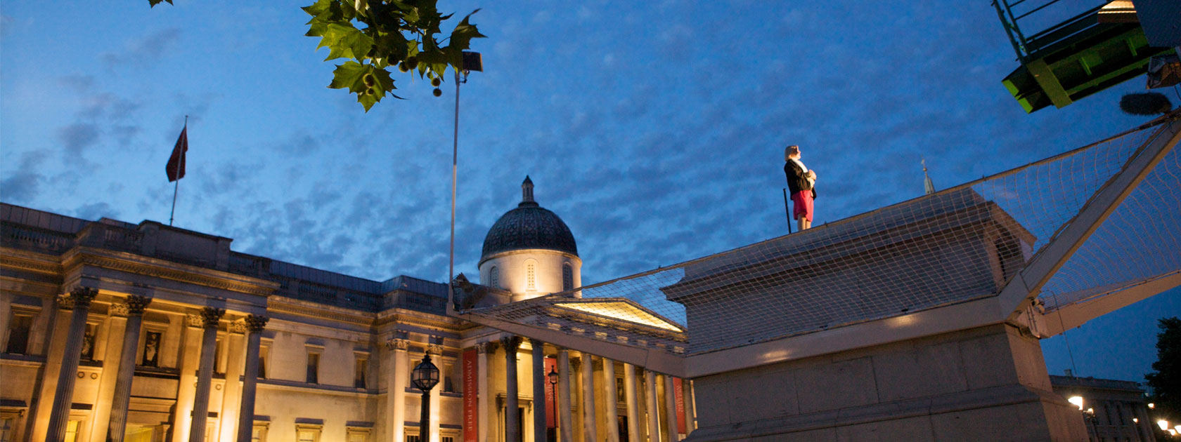 Person standing on the fourth plinth for One & Other