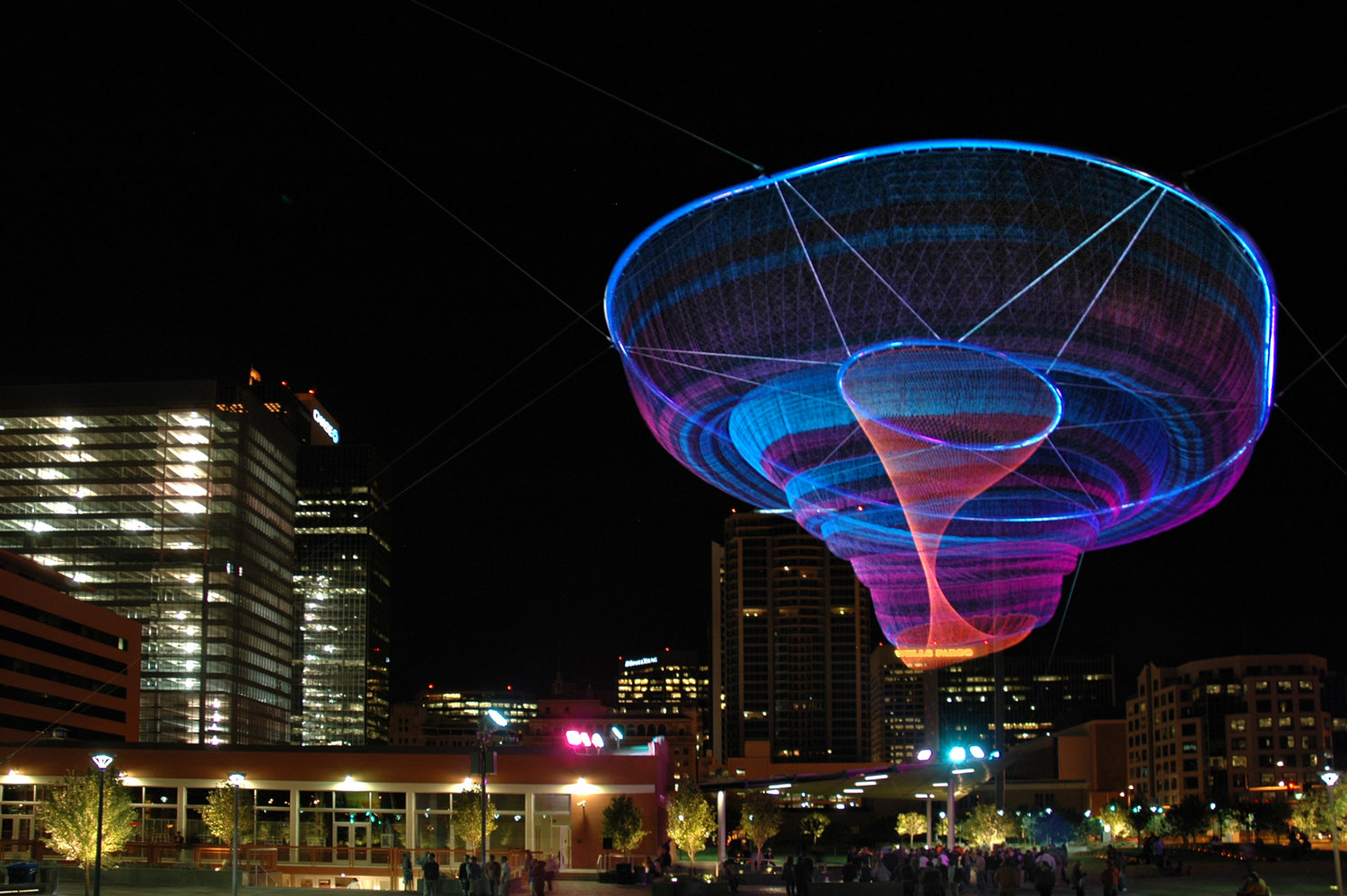 Her Secret is Patience, Janet Echelman, Phoenix, AZ, 2009. Photo by Tom Byrne