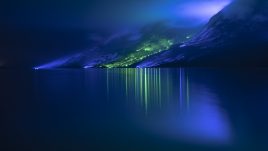 An emerald and blue light roof over the Connemara mountains valley