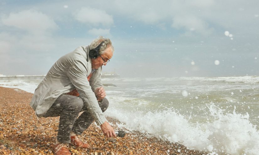 John Del’ Nero and assistant recording dinghies. Ready to Drop, conceived and created by Orlando Gough and John Del ‘Nero, Brighton Basketball Court, August 2021. Photo by Matthew Andrews10 John recording sounds of the sea