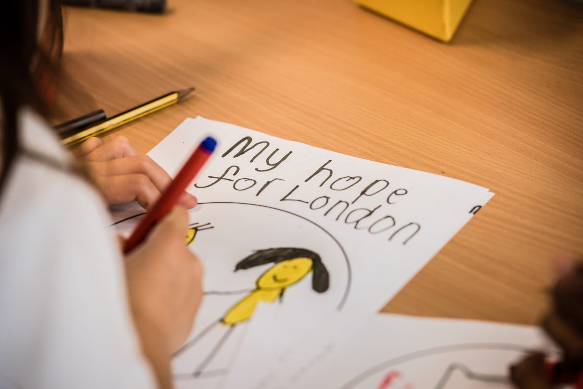 Children's drawing. Text reads: 'My hope for London'.
