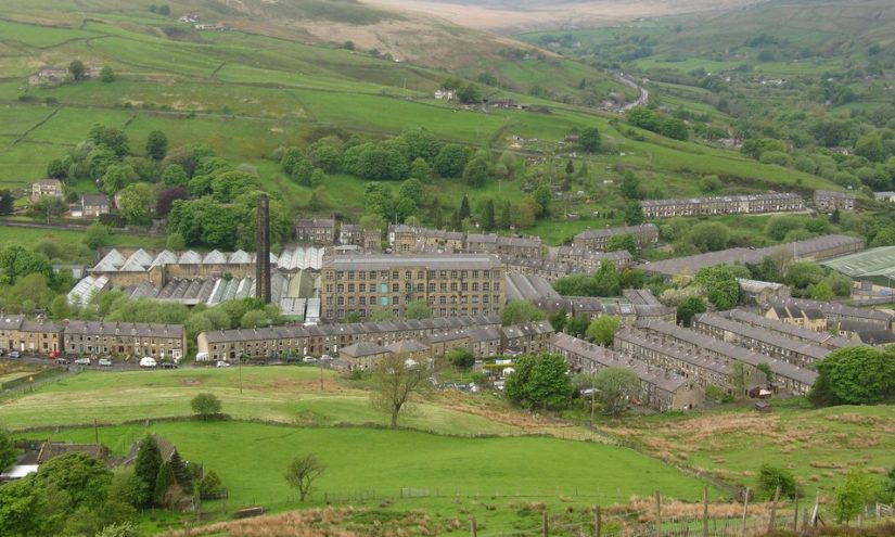 An aerial view of Bank Bottom Mill