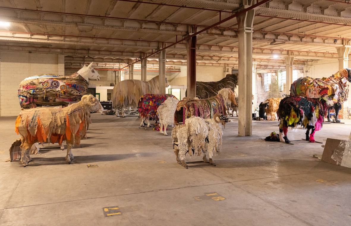 Sheep sculptures in the HERD workshop