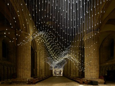 Thousands of lightbulbs are suspended in the nave of Durham Cathedral