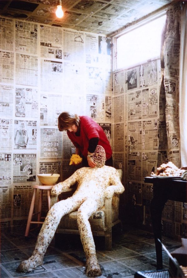 Documentation of preparation by Bobby Baker of An Edible Family in a Mobile Home, 1976.